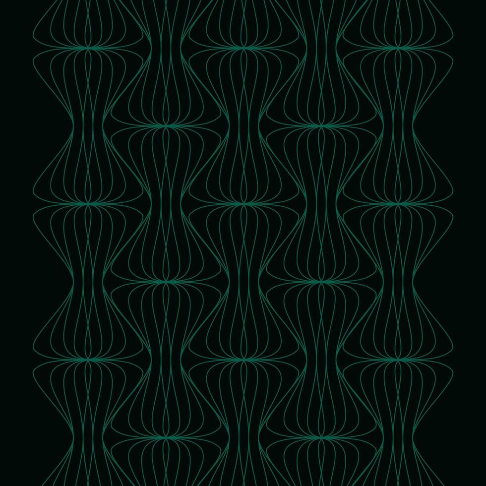 Elegant geometric texture with an abstract pattern of symmetrical curved lines on a dark green background vector