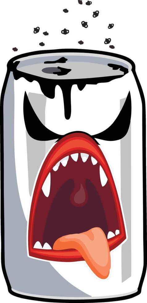 Character illustration logo mascot scary trash can isolated in a white background vector