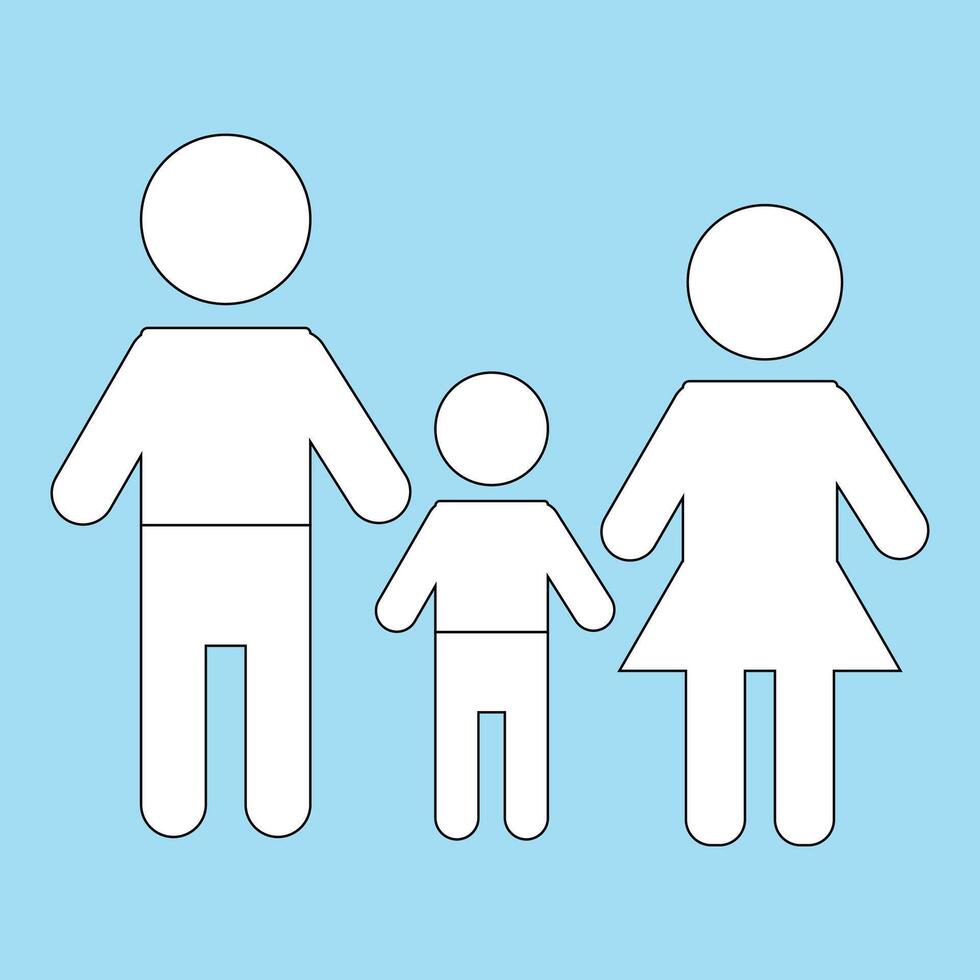 family illustration consisting of father-mother-child isolated on a white background vector