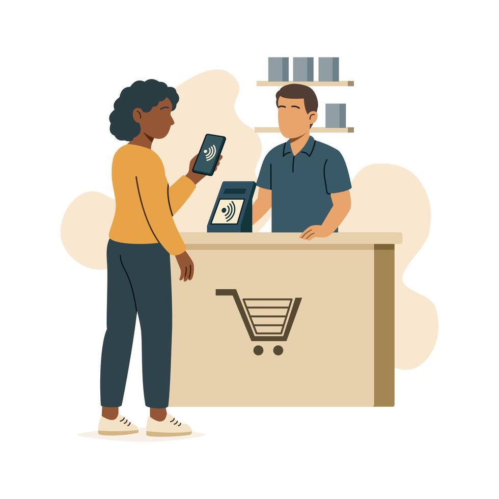 Contactless Payment at Store Counter vector