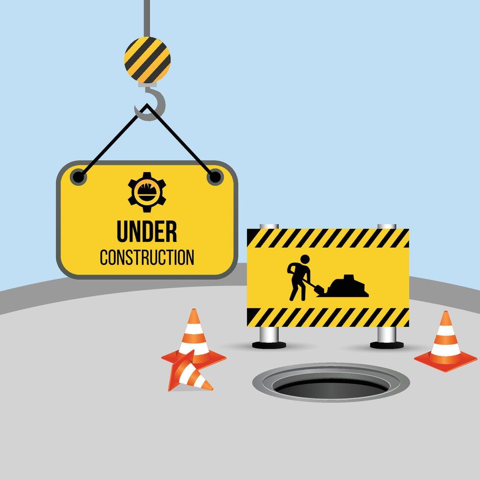 Under construction traffic industry design vector
