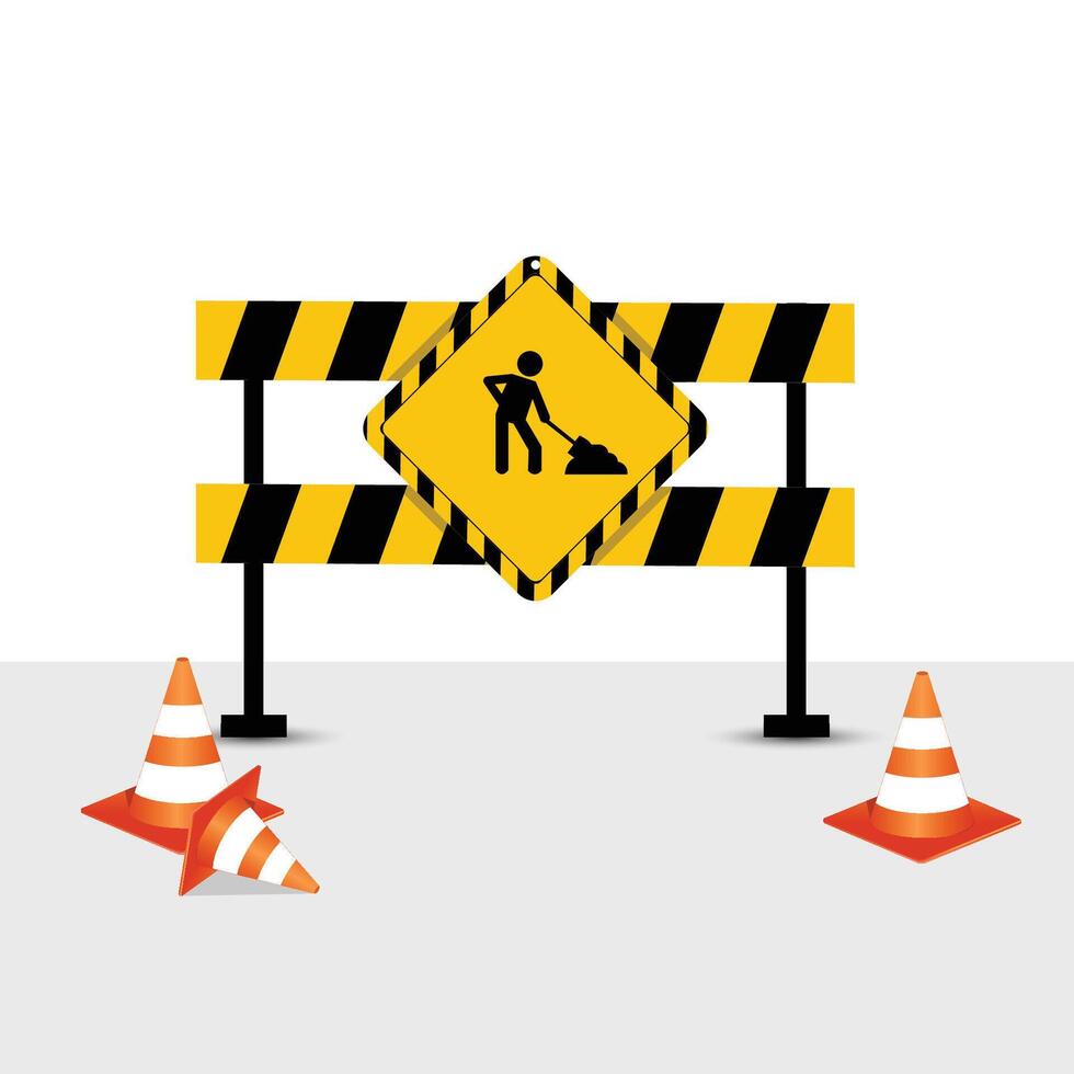 Under construction warning sign background vector