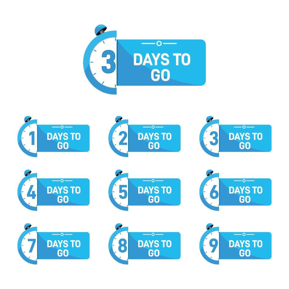 clock 3 days to sky blue premium design vector