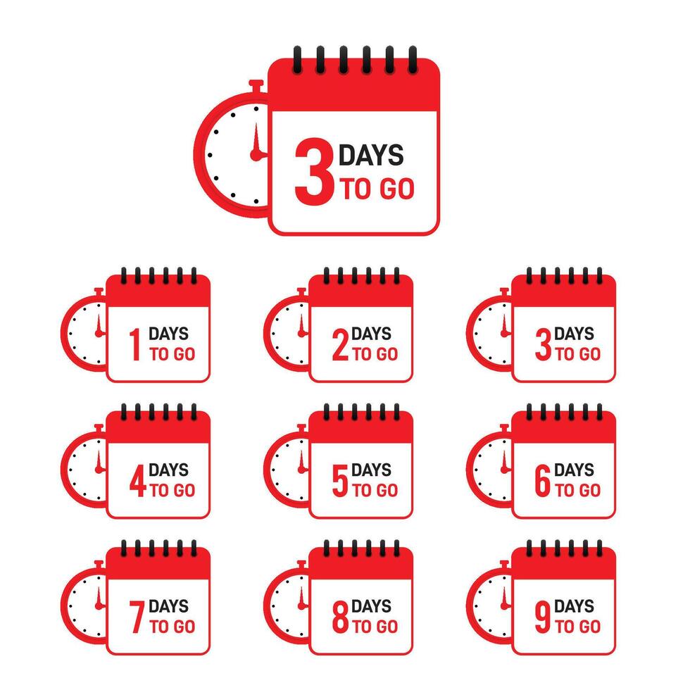 3 days to go red colure premium design vector
