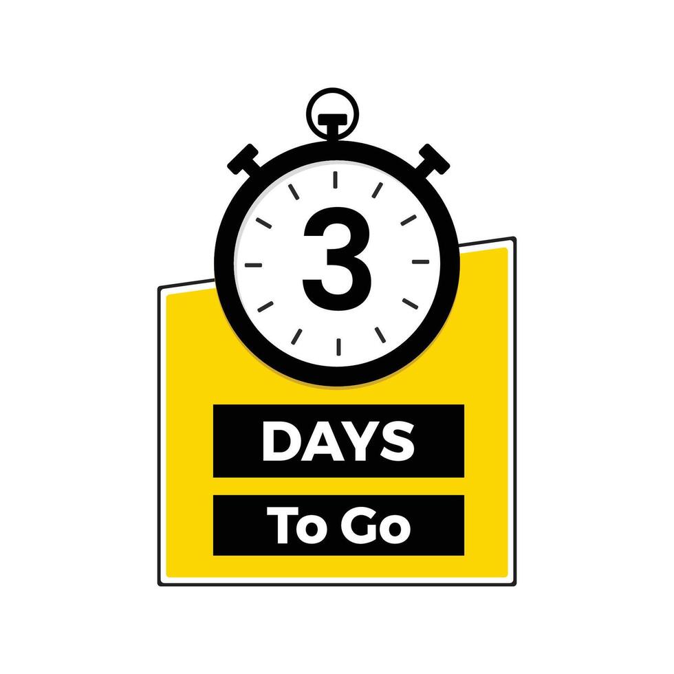 Only 3 Days Left Hurry Up vector