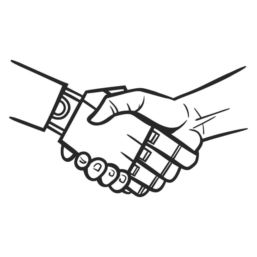Symbolic gesture of agreement or connection between human and artificial intelligence vector