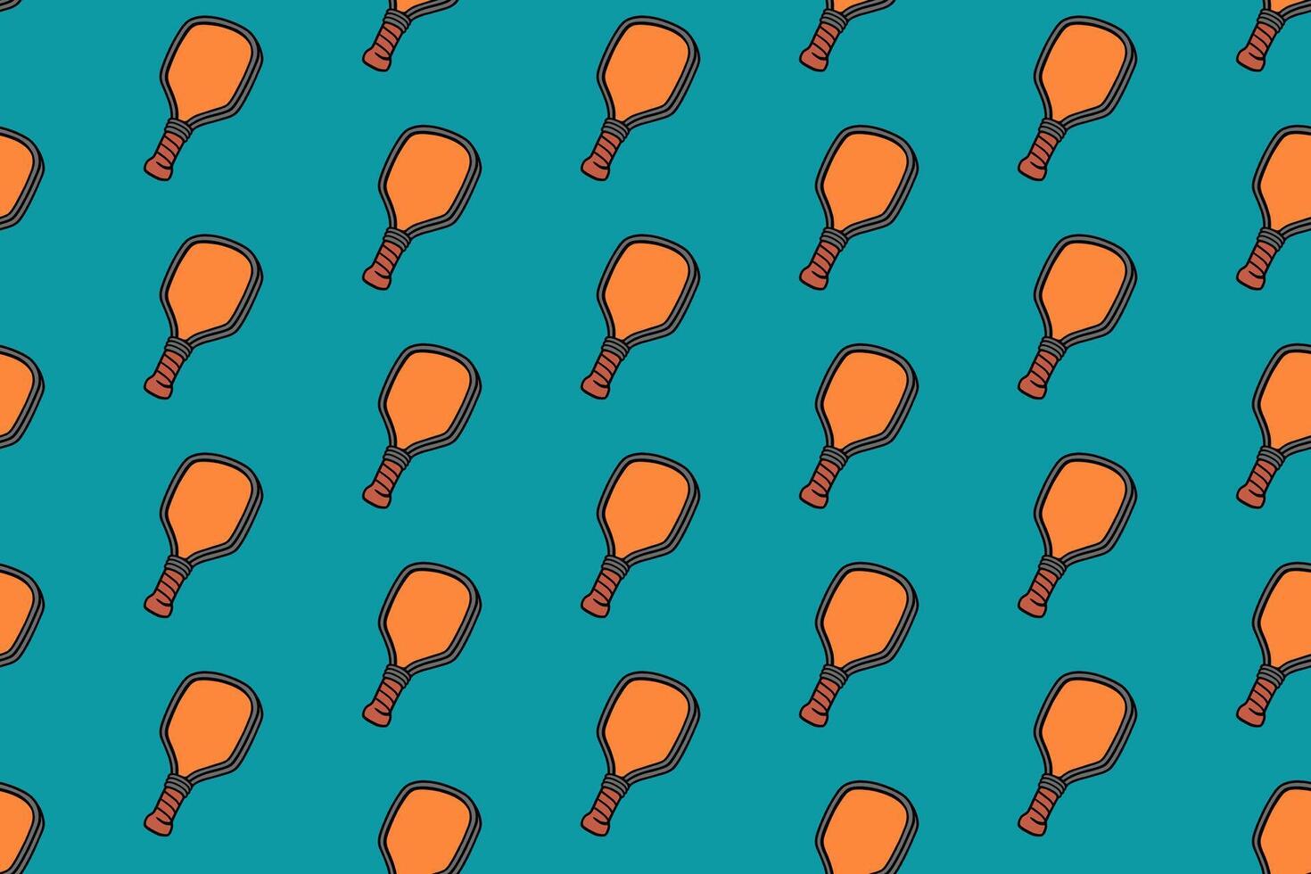 pickleball paddle colorful pattern on blue background. doodle pickleball bat object symbol seamless pattern background. pickleball racket seamless pattern for pickleball sport merchandise vector