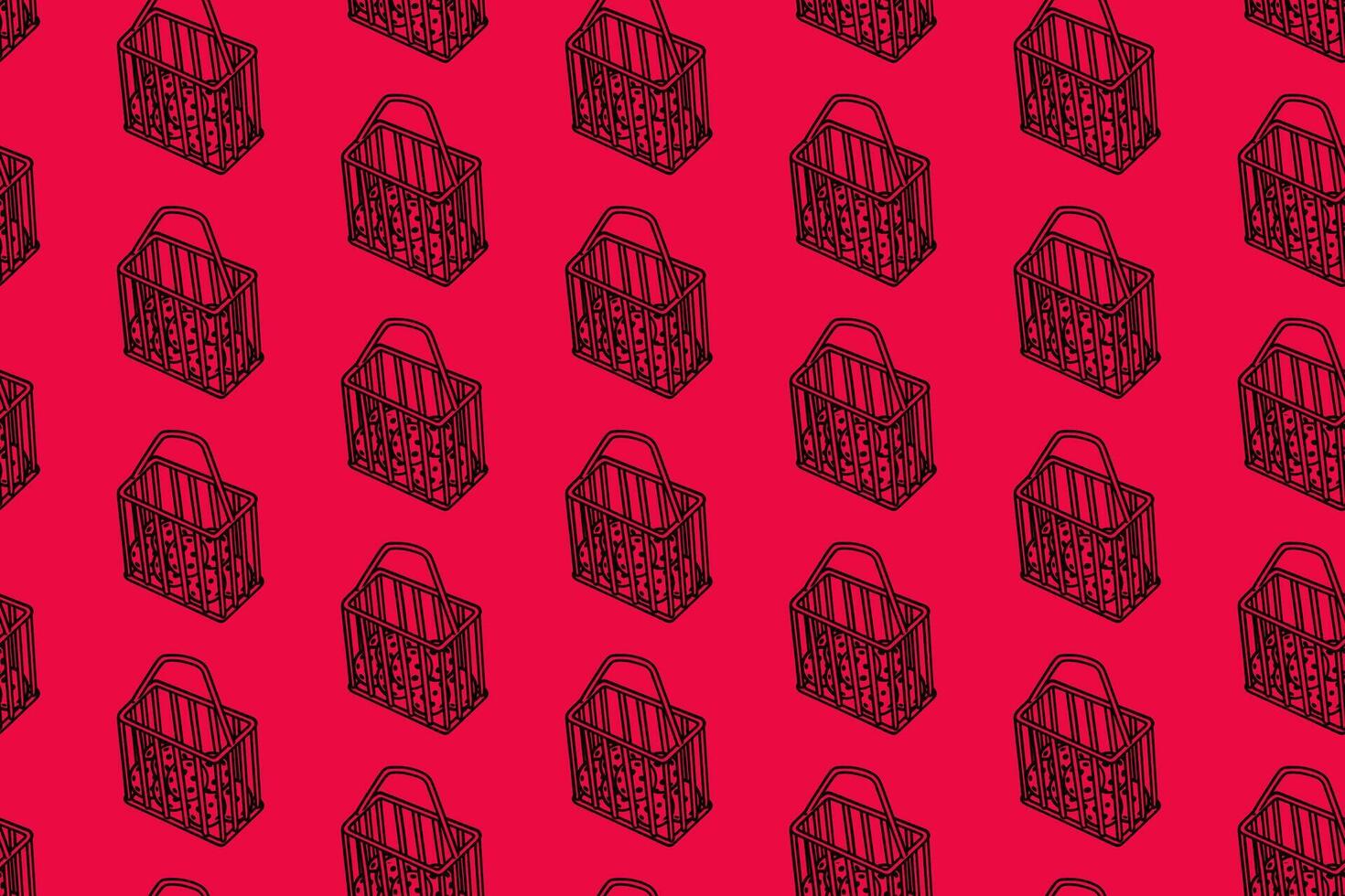 pickleball with iron basket doodle seamless pattern on red background. pickleball with ball rack engraving pattern background. retro pickleball bucket background for pickleball sport merchandise vector