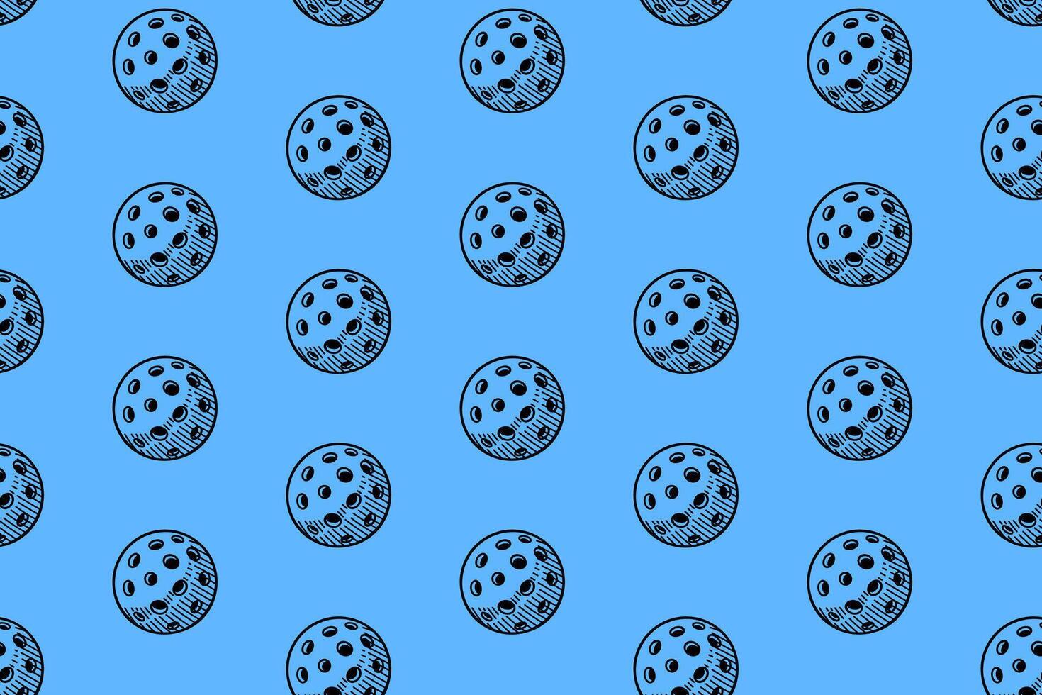 pickleball balls doodle seamless pattern on blue background. classic pickleball balls engraving pattern background. retro pickleball balls background for pickleball sport merchandise vector