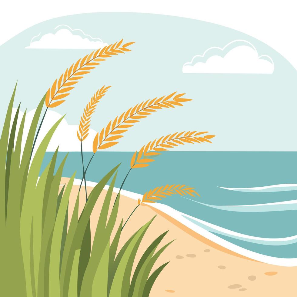 Wind Swept Grass on Coastal Bluffs vector
