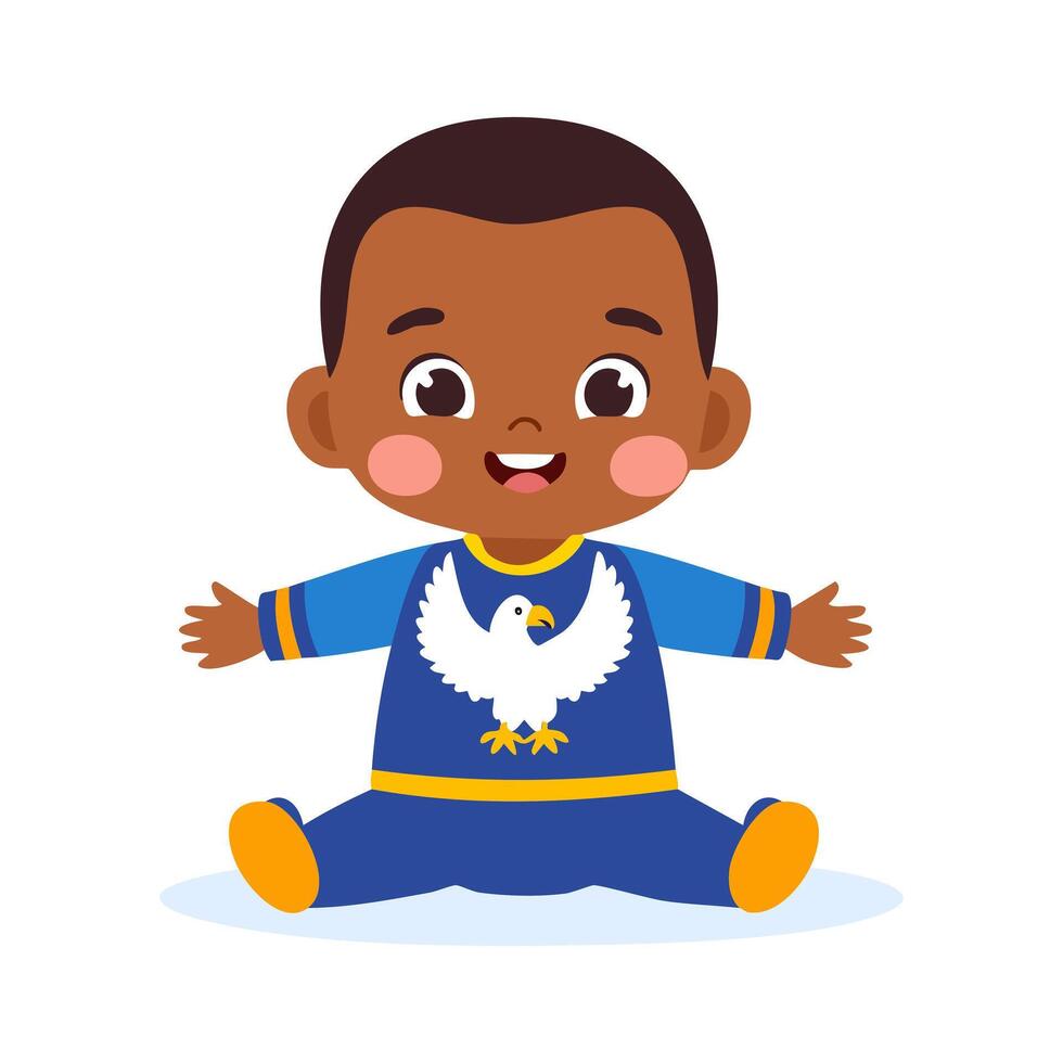 cute Baby Wearing Bald Eagle Clothes vector