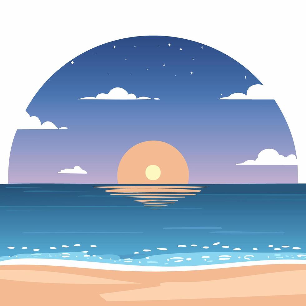 Twilight at the Edge of the Ocean vector