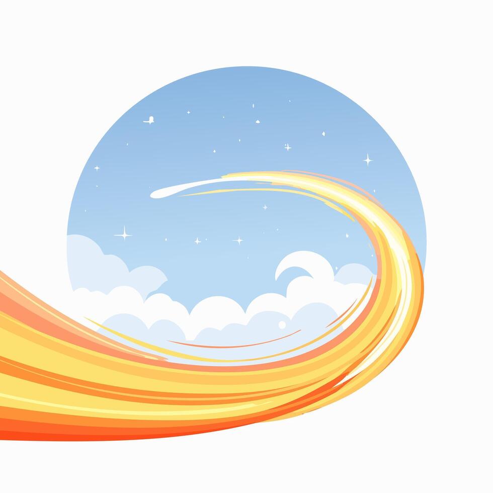Abstract sky with glowing flame trails vector