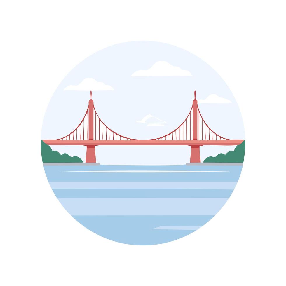 Foggy Bridge Over Calm Waters vector