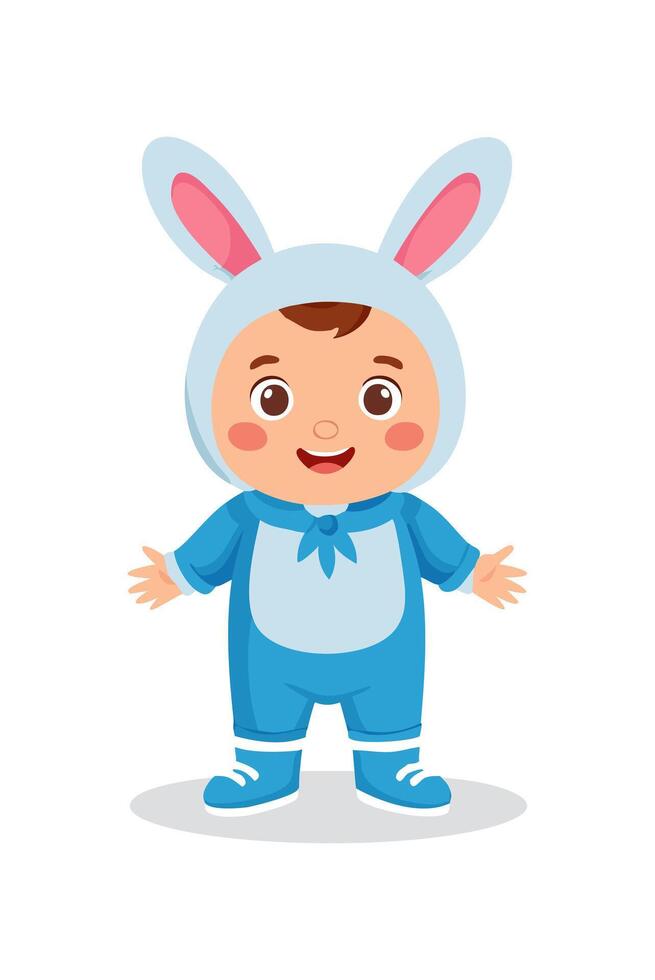 cute Baby Wearing Rabbit Clothes vector