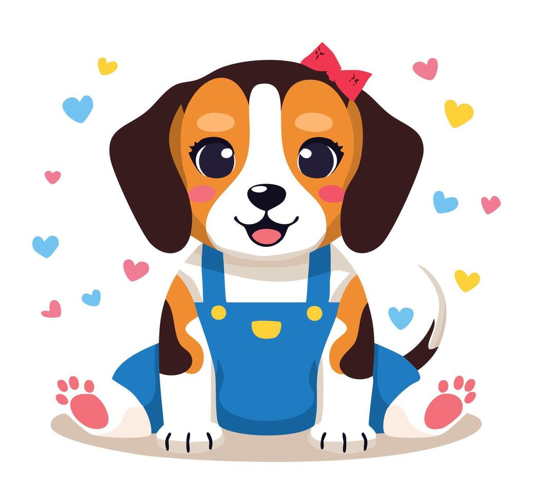 cute Beagle Wearing Clothes vector
