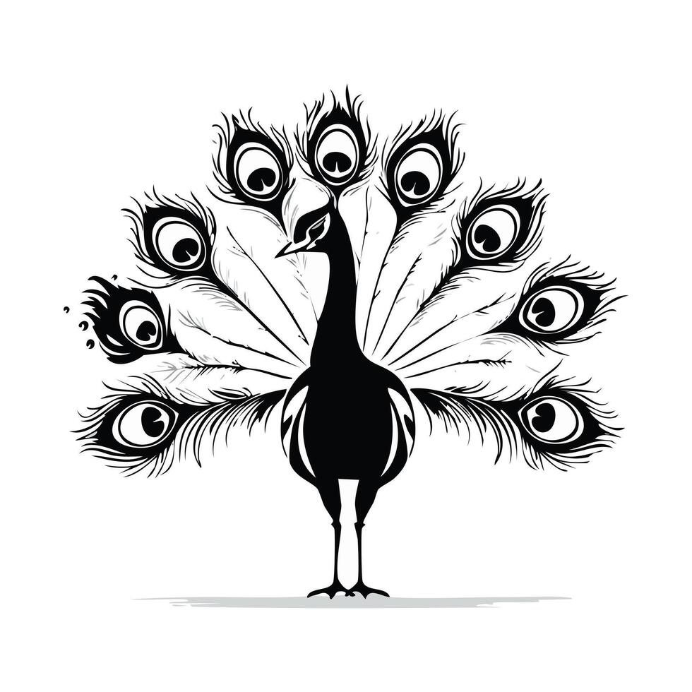 peacock with feathers made of paintbrush strokes vector