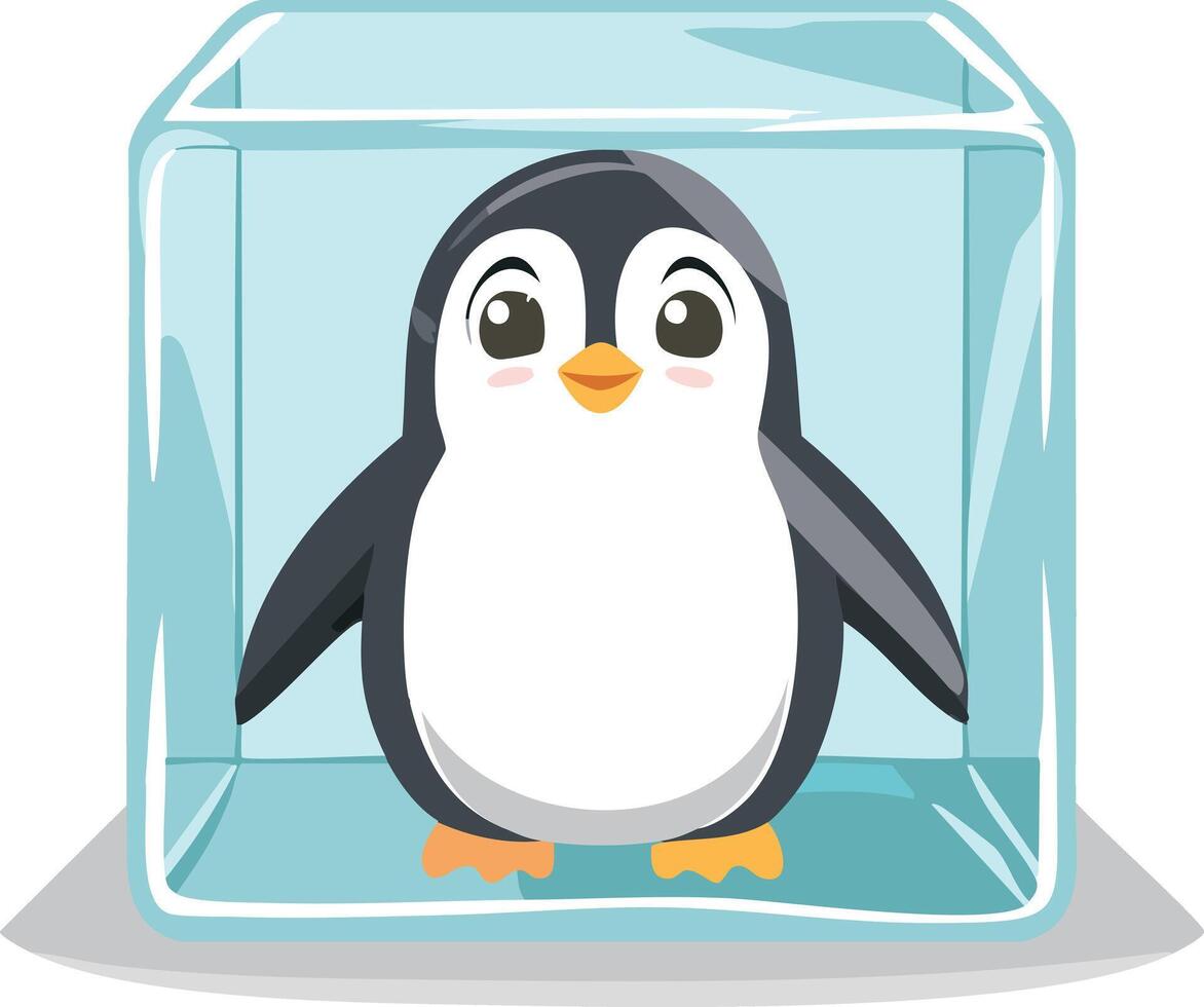 Penguin in the ice cube vector