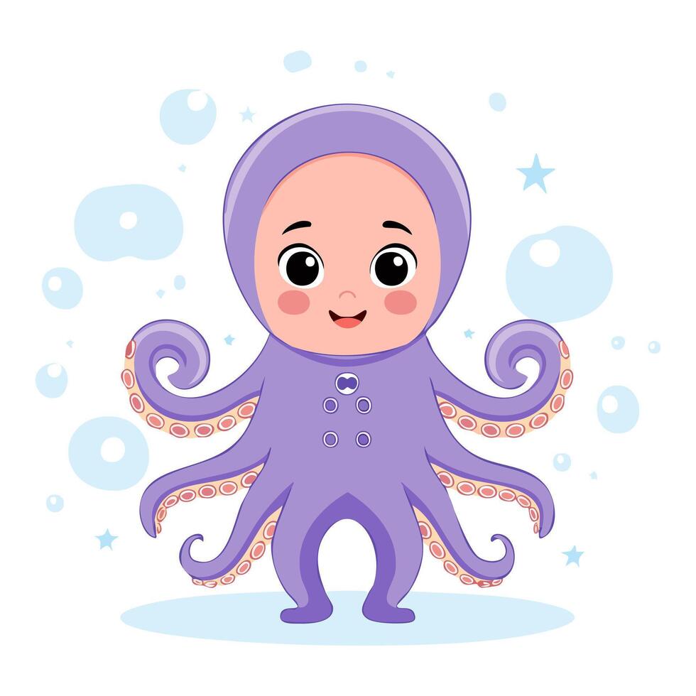 cute Baby Wearing Octopus Clothes vector