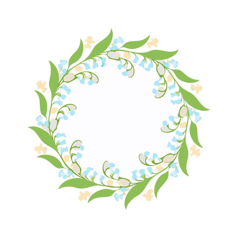 circular wreath made of intertwined lilies of the valley vector