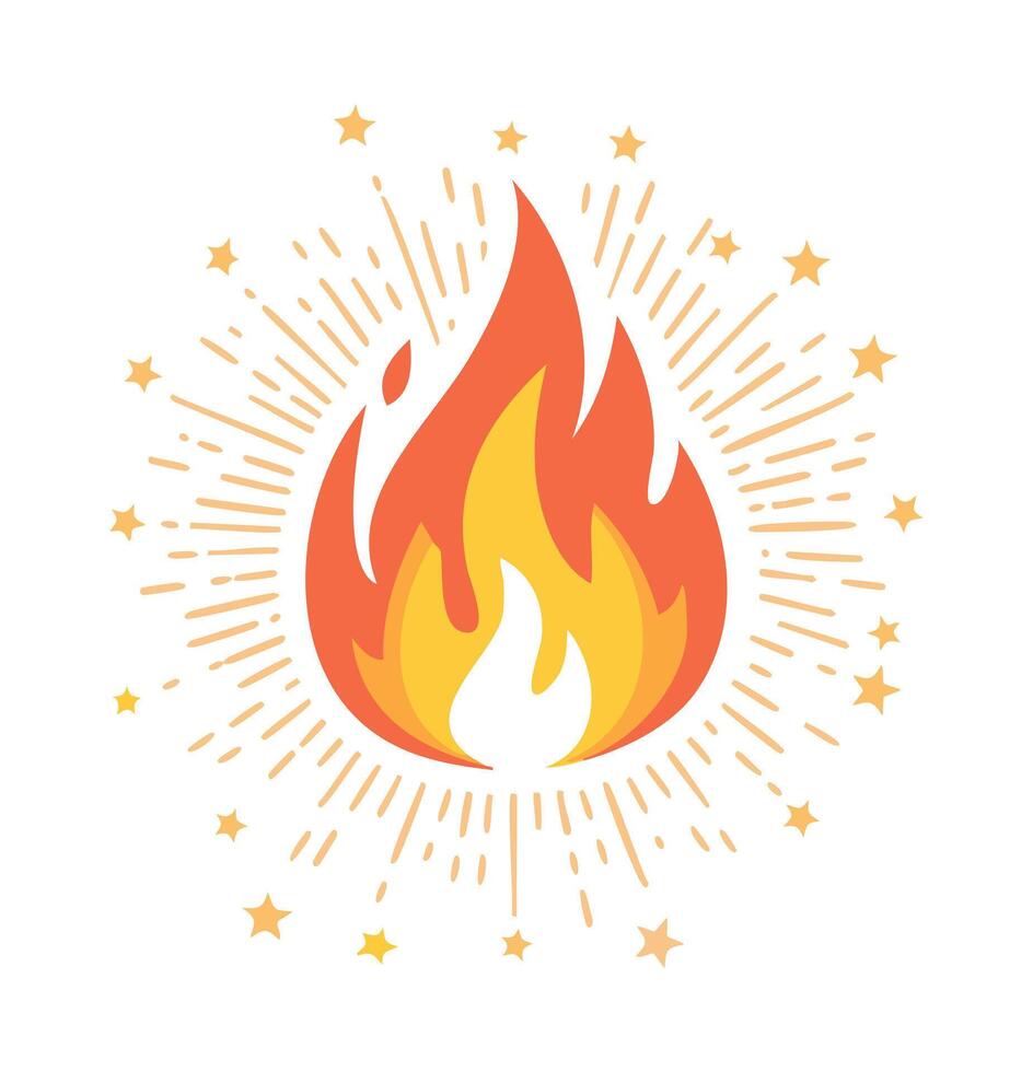 Burst of flames with sparks radiating outward vector