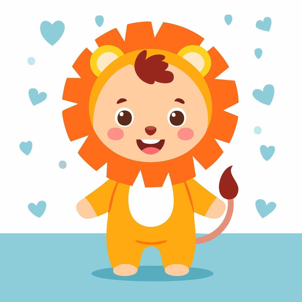 cute Baby Wearing Lion Clothes vector