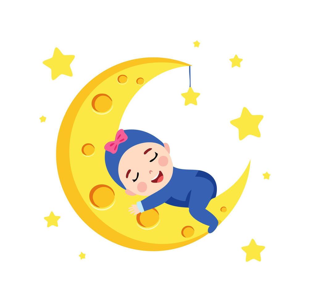 Baby Sleeps on the Moon vector