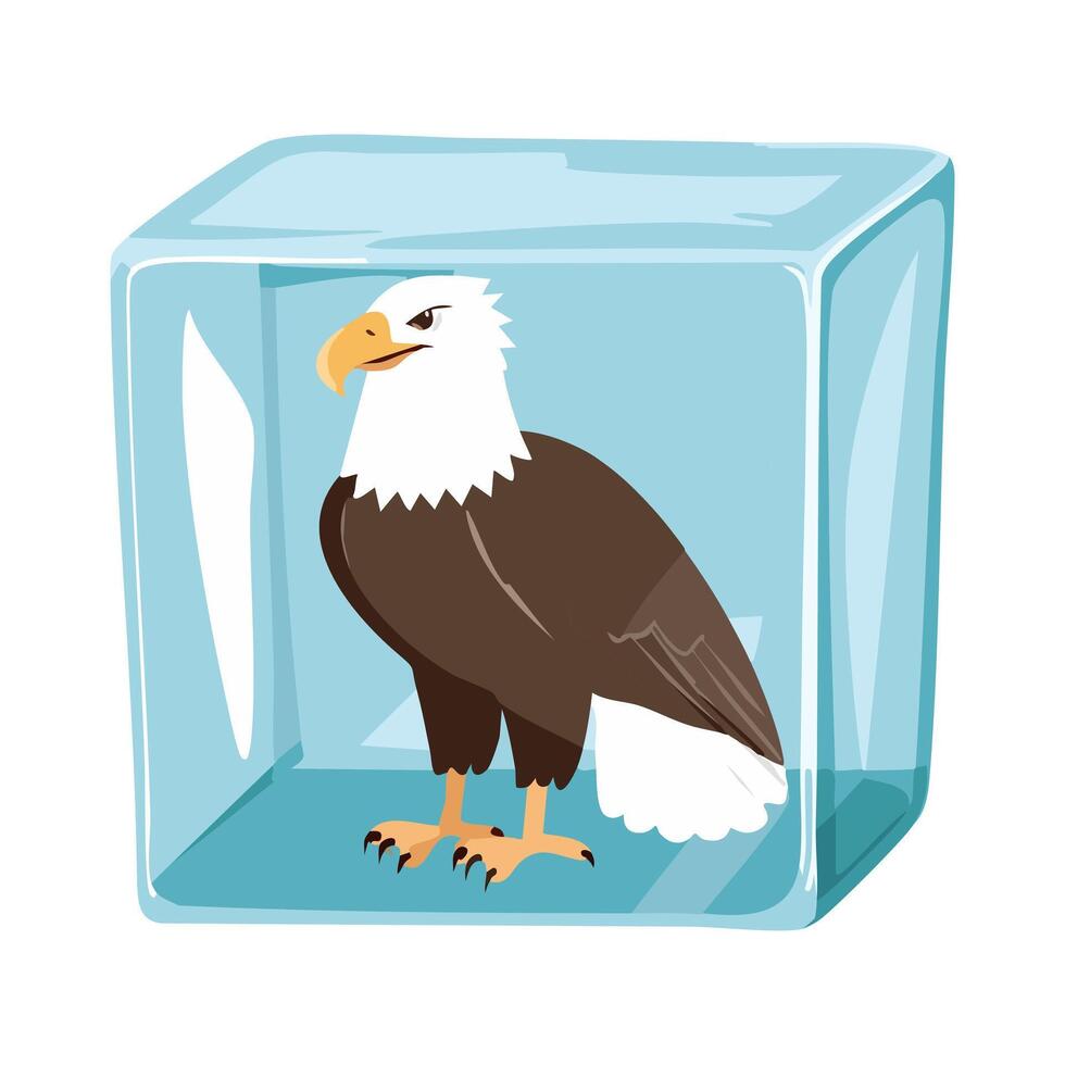 Bald Eagle in the ice cube vector