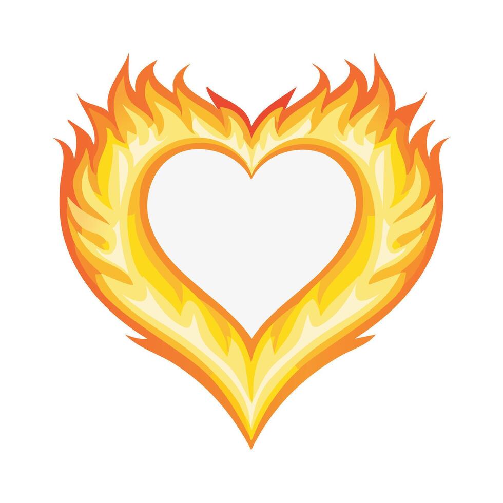 Fire forming a glowing heart shape vector