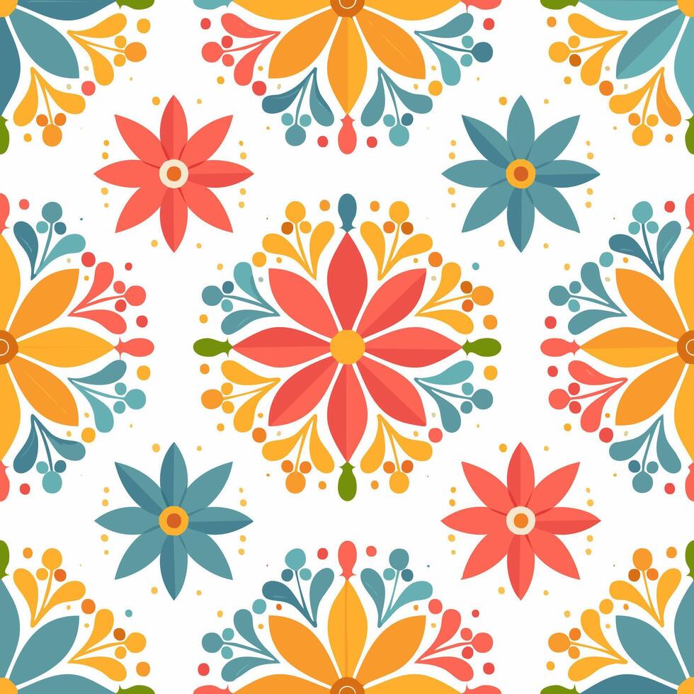 Geometric Floral seamless pattern vector