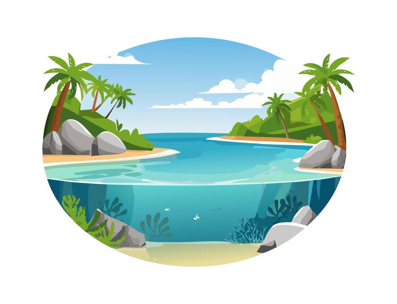 Secluded Cove with Crystal Clear Water vector
