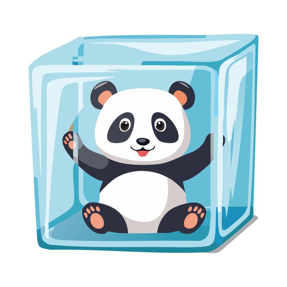 Panda in the ice cube vector