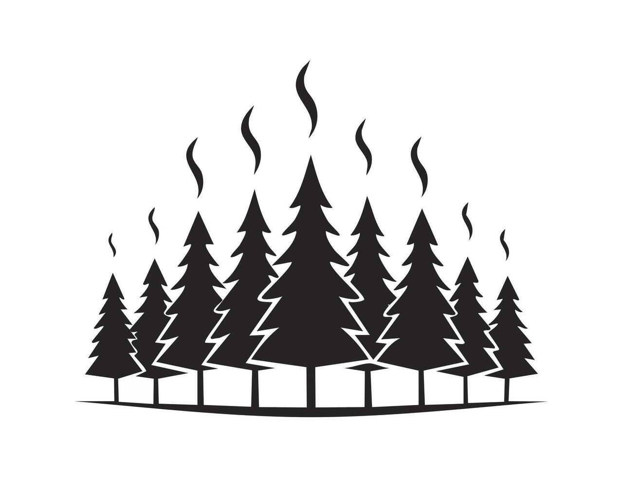 Black trees with smoke vector