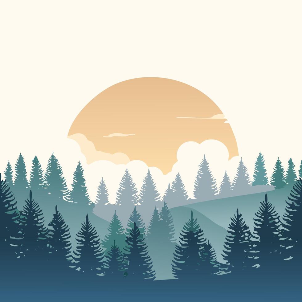 Silent Forest at Dawn vector