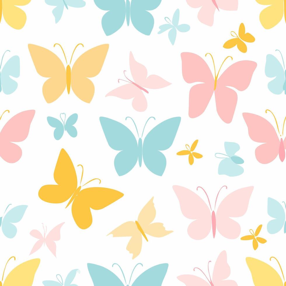 Seamless pattern butterflies in a dreamy vector