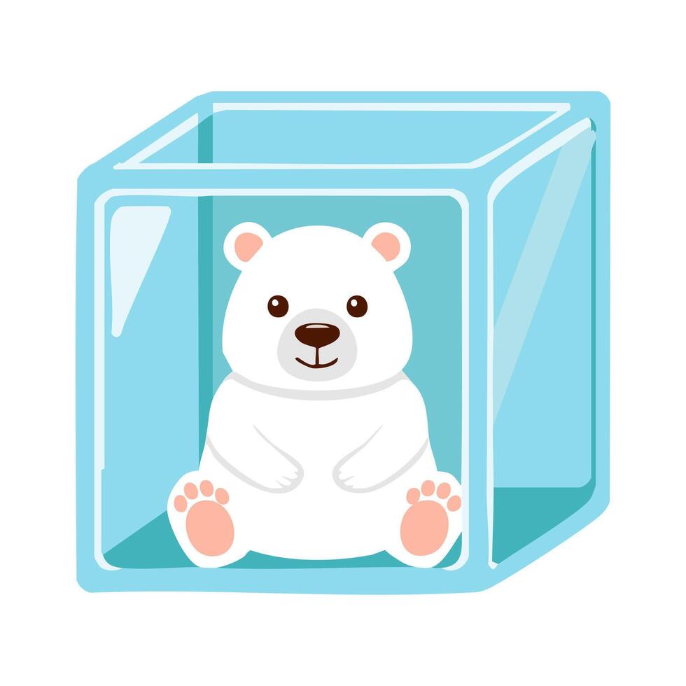 Polar Bear in the ice cube vector