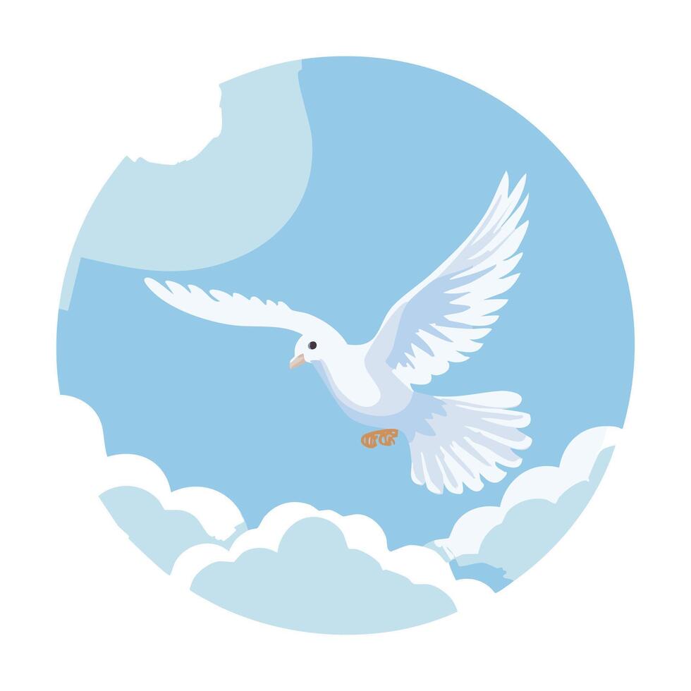 Flying Dove Over Soft Sky vector