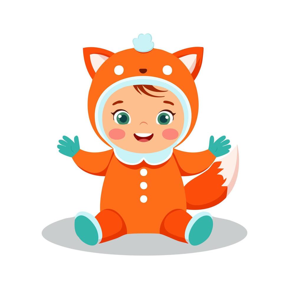 cute Baby Wearing Fox Clothes vector