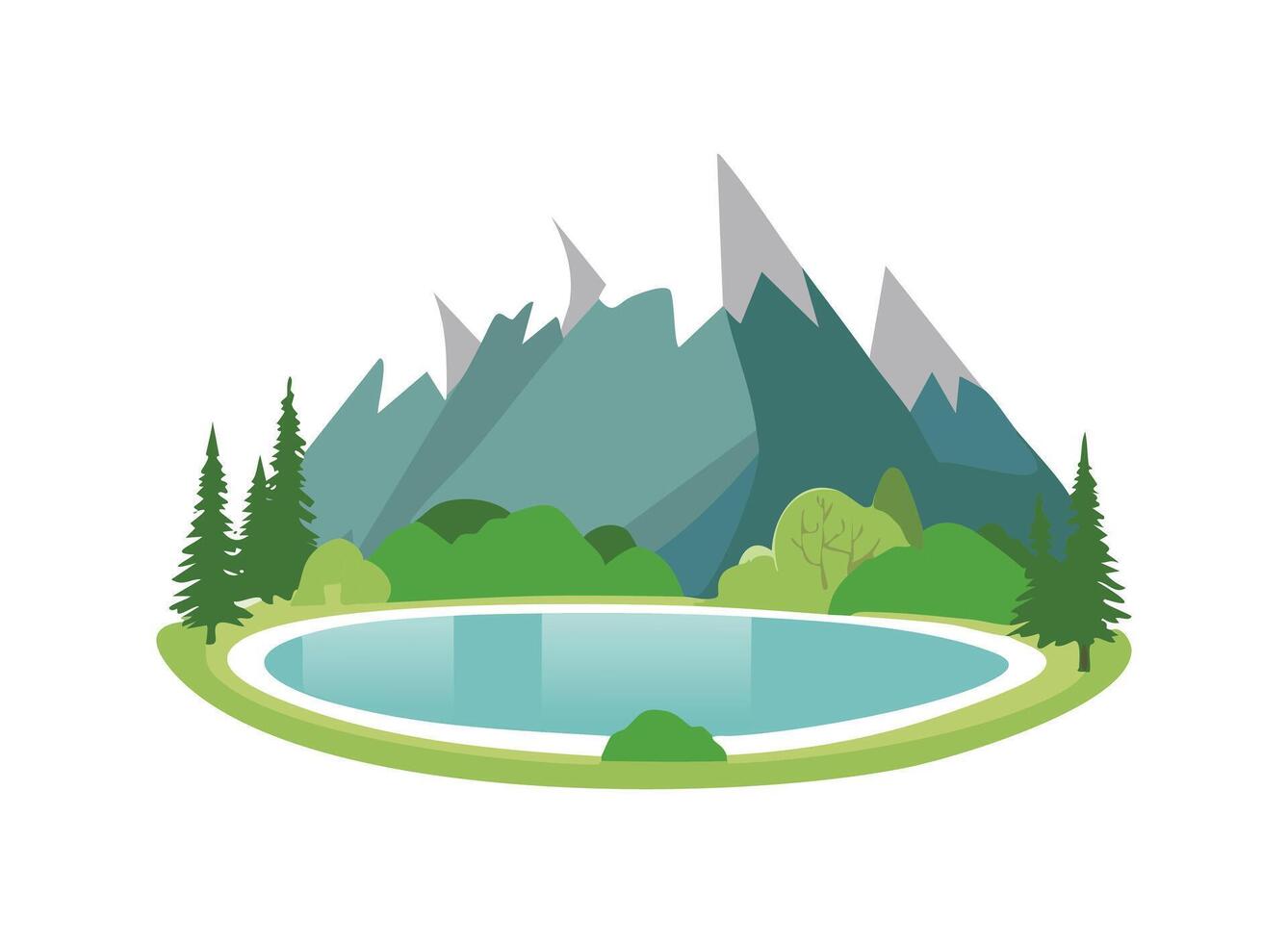 Misty Mountains with a Hidden Lake vector