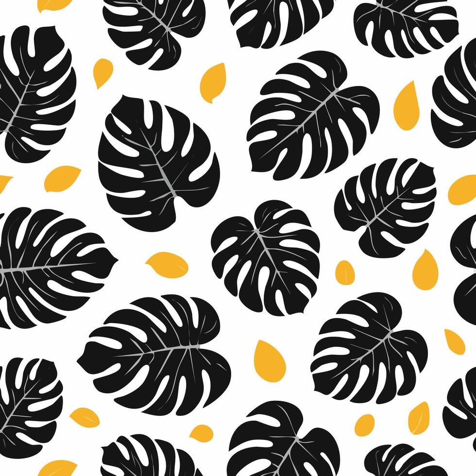 Tropical Monstera Leaves seamless pattern vector