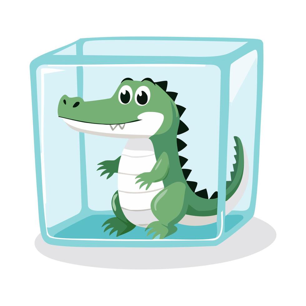Crocodile in the ice cube vector