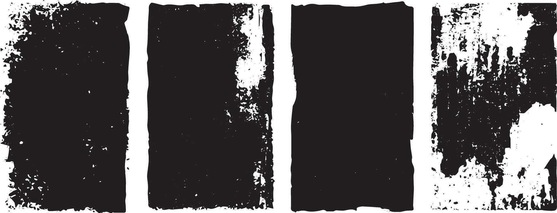 Grunge Rectangle Texture Set, Rough Ink Frames and Distressed Brush Borders vector