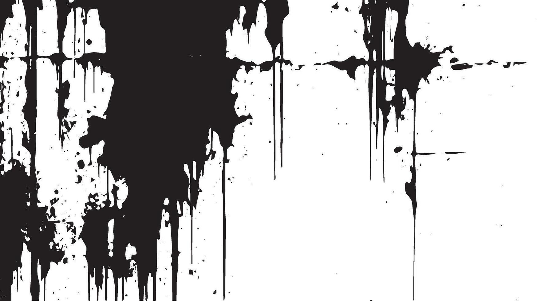 Dripping Ink Splatter Texture, Black and White Grunge Paint Drips Background vector