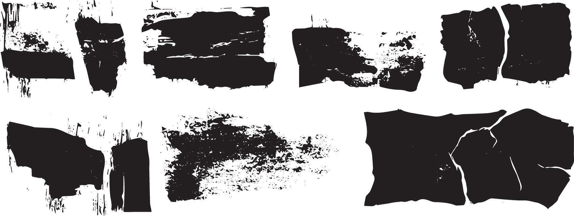 Torn Paper Grunge Texture Set, Distressed Ink Shapes for Abstract Overlays and Urban Art Design vector