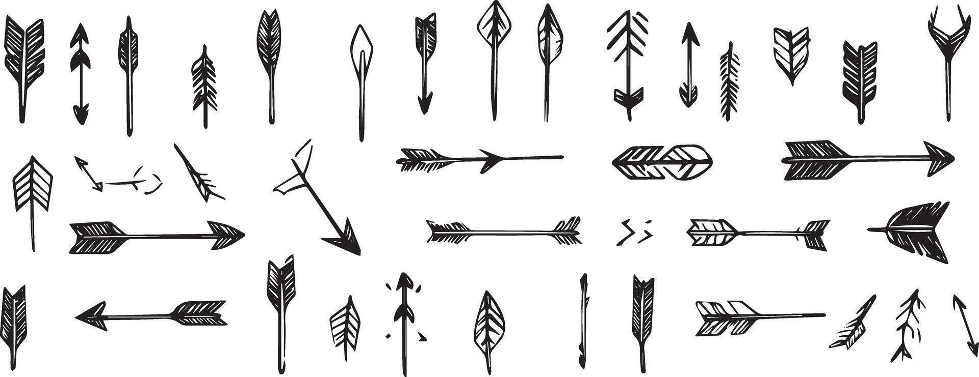 Hand-Drawn Arrow Doodle Collection, Tribal Rustic Elements vector