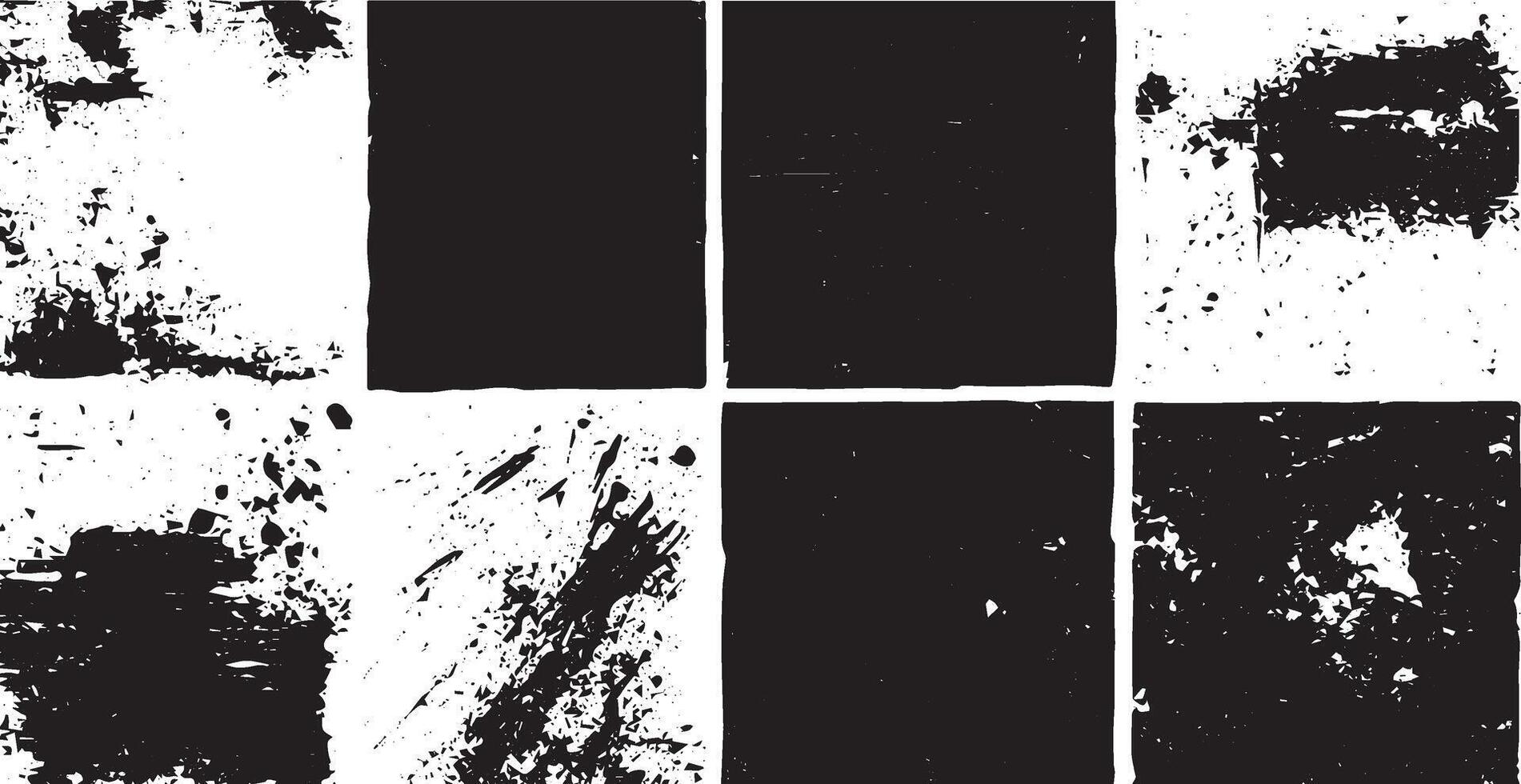Grunge Texture Square Blocks Set, Distressed Overlays vector