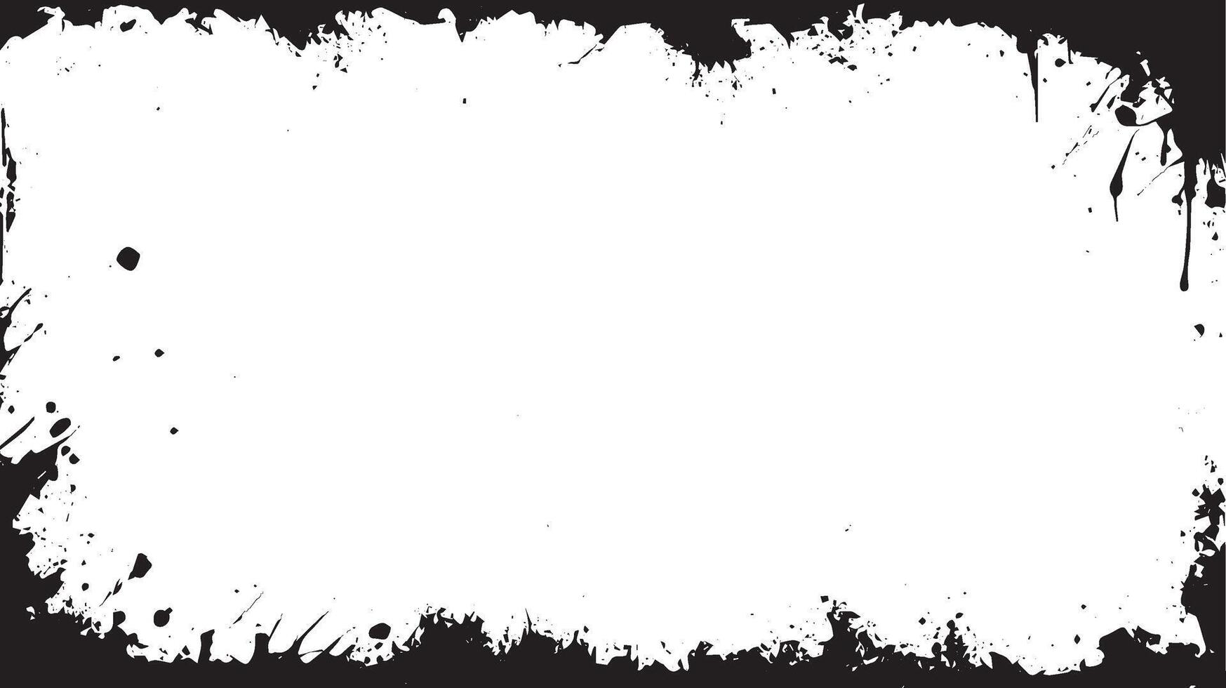 Grunge Black Ink Splatter Frame with White Center Background vector