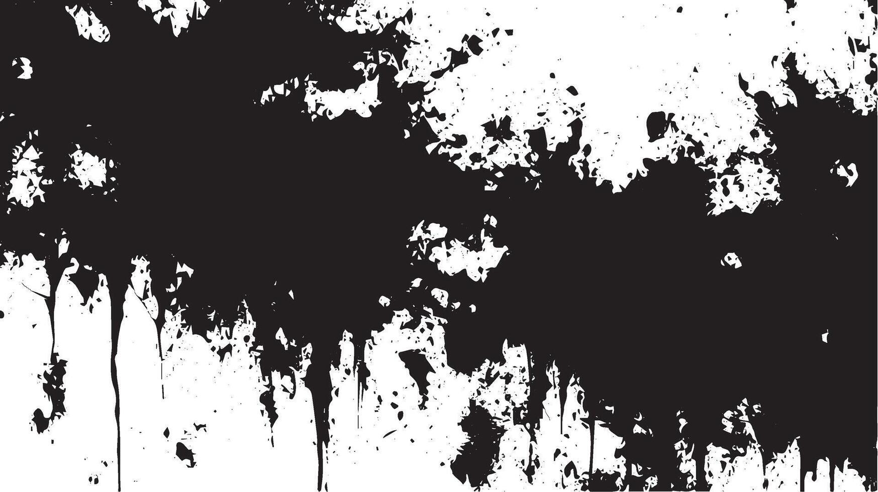 Grunge Ink Drip and Splatter Texture in Black and White Abstract Background vector