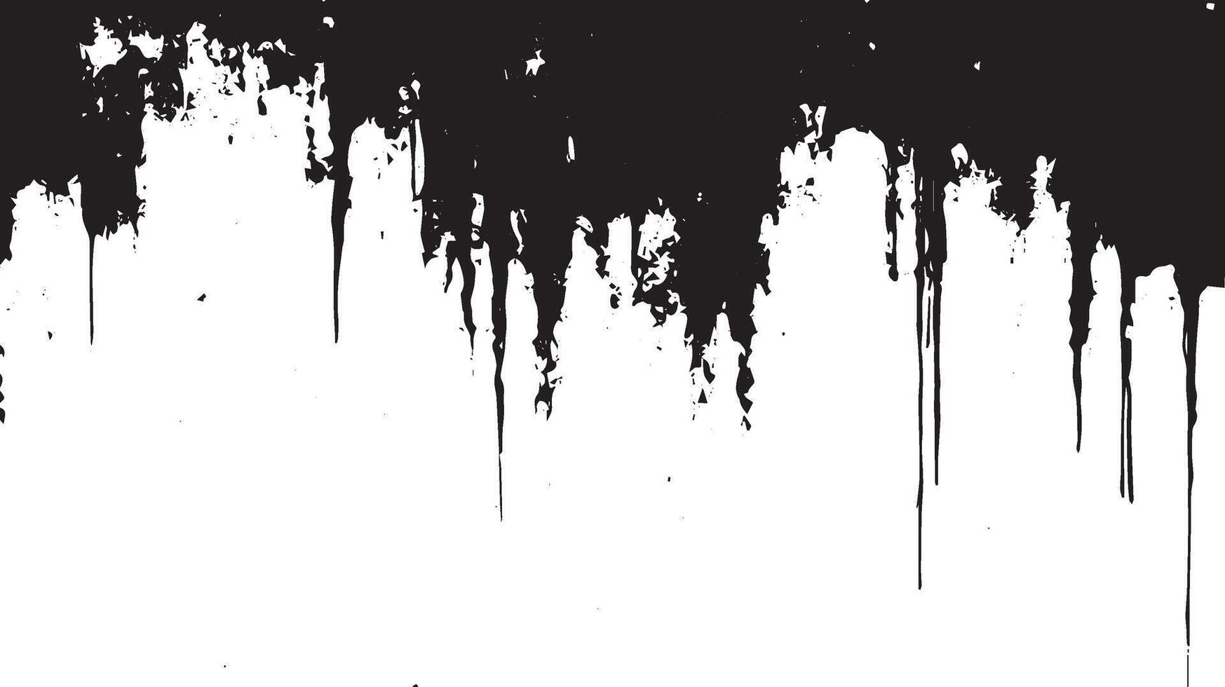 Grunge Dripping Paint Texture, Black Liquid Ink Drips from Top Edge, Urban Street Art Background vector
