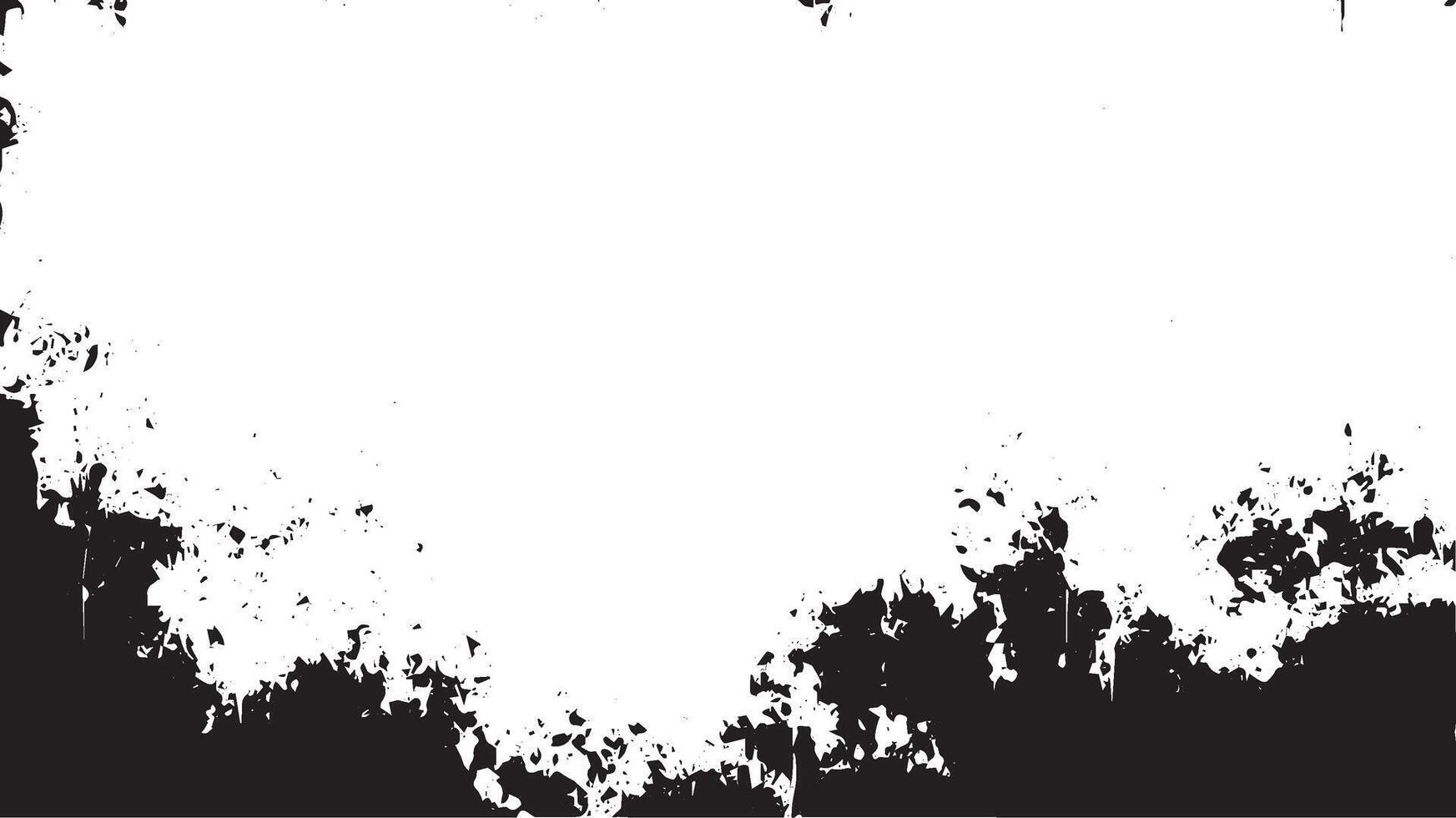 Grunge Ink Border Texture, Distressed Black Ink Grunge Frame on White Background vector